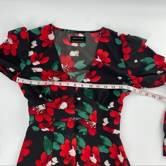 UO Michelle Plunging Long Sleeve Floral Mini Dress - Picture 13 of 13